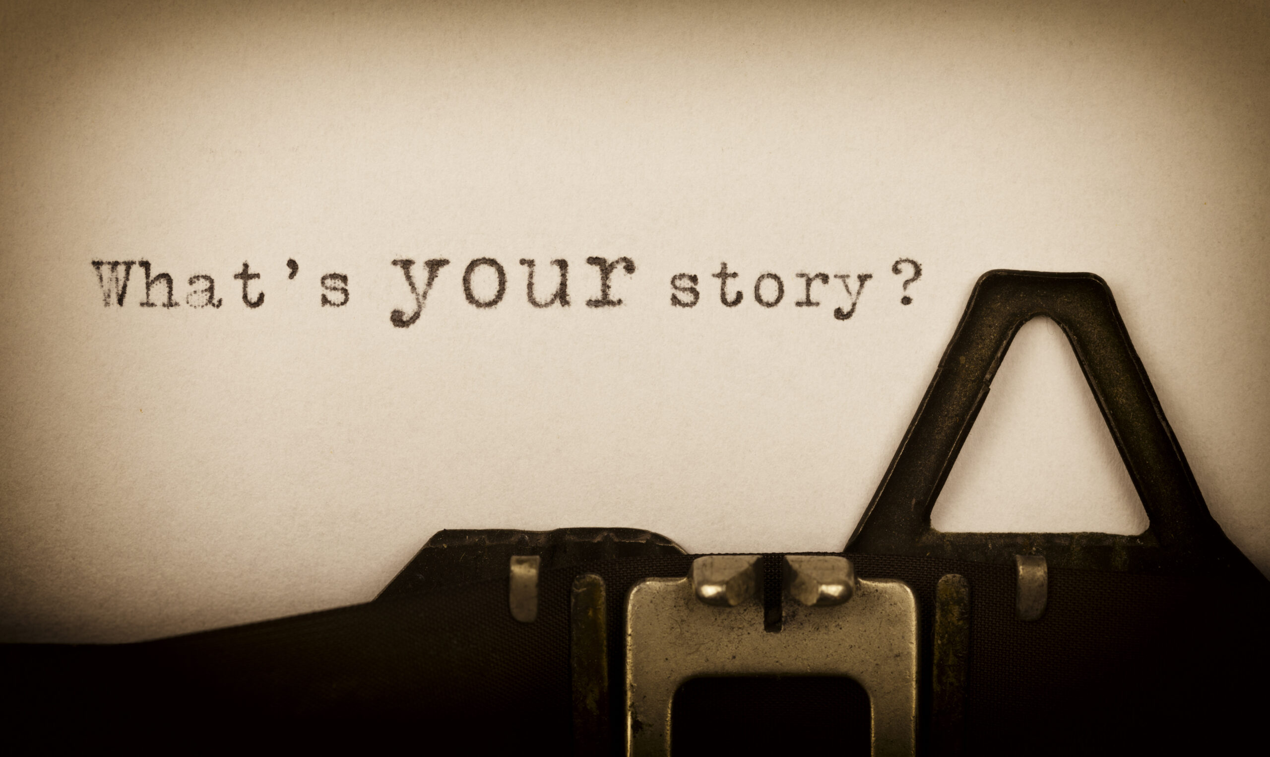 What's your story? - geschrieben auf einer alten Schreibmaschine -