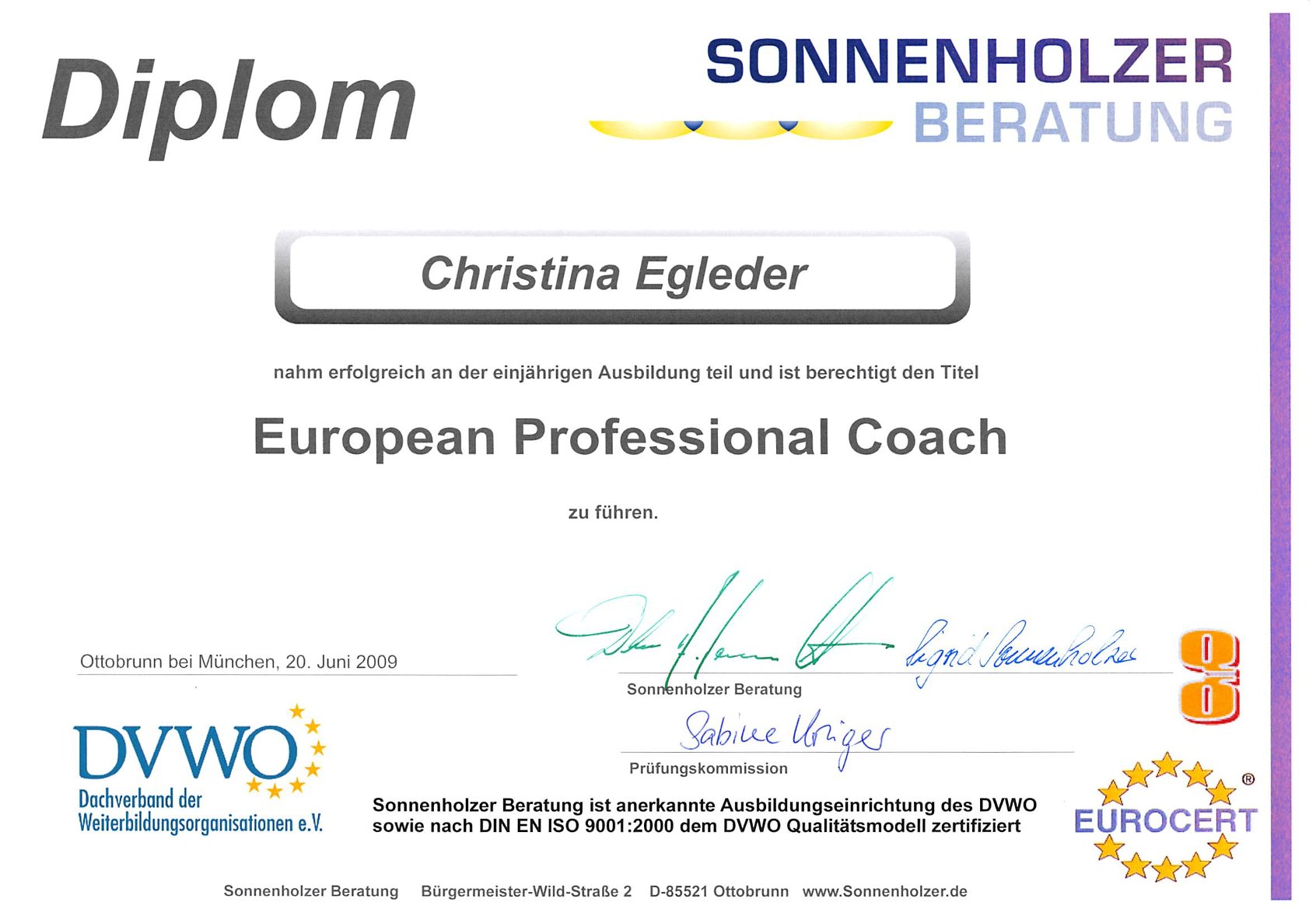 European Professional Coach Sonnenholzer
